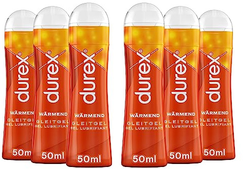 Durex Gleitgel wasserbasiert mit wärmendem Effekt in praktischer Dosierflasche Durex Play 6 x 50ml; 200 ml gesamt