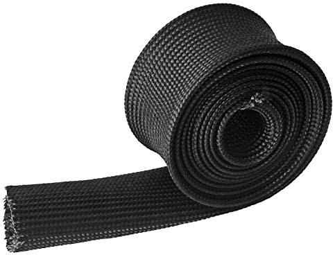 Manchon thermique réglable en fibre de verre haute température - Couleur noire - 1,5 m - 25 mm - Pour câble de voiture - Protection de câble