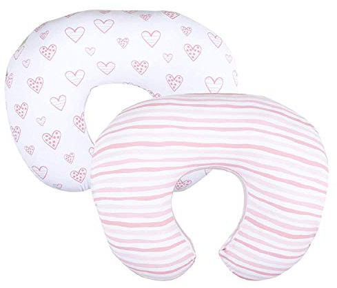 Nursing Pillow Covers 2 Pack 100% Cotton–Breastfeeding Pillowcases, Pink