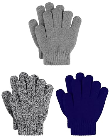 Cooraby 3 Pairs Kids Winter Gloves Thick Warm Toddler Gloves for Boys Girls