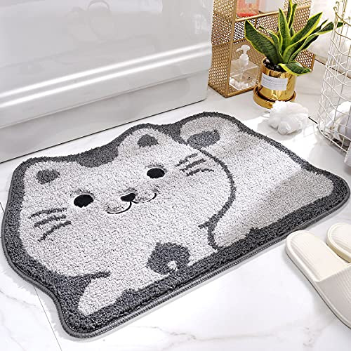 Molesun Niedliche Katze Badematte 47x70cm, Weich, Saugfähig, Waschbar | Niedlicher Rutschfester Badvorleger, 100% Mikrofaser-Badematten, für Badezimmer Dusche Schlafzimmer Küche, Maschinenwaschbar