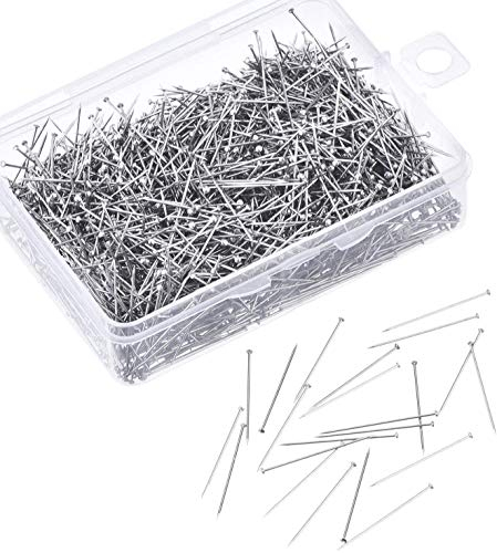 Jieddey Kopf Pins,300 PCS Nähen Pins Stahl Stecknadeln Nähen mit Kopf Lang Schneidernadeln Nähstifte für Nähen Basteln Schmuckherstellung Handwerk 35 * 5MM