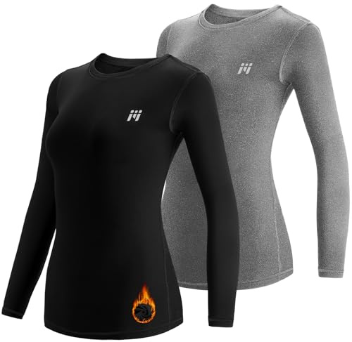 MEETWEE Thermounterwäsche Funktionsunterwäsche Damen, Skiunterwäsche Winter Set Atmungsaktiv Lange Thermo Unterwäsche Tops Thermowäsche Unterhemd