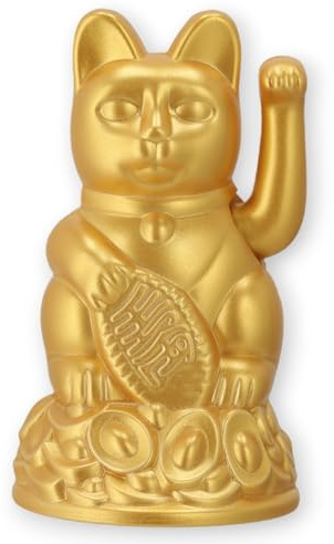 MIK funshopping Winkekatze Maneki Neko (Goldfarben matt, 12cm)