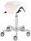 Prova Nova GmbH Sattelhocker docy® Lugano 4651, Sitzhöhe ca. 58 - 77 cm, Modern, Weiß, Aluminium-Fußkreuz, Rollen ø 65mm vollverkapselt, Stamskin blütenweiß