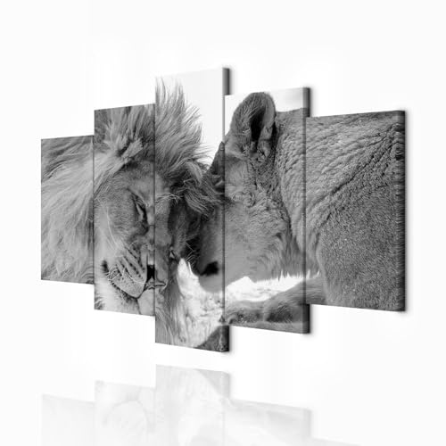 decomonkey Wandbilder Tiere 150x75 cm 5 Teilig Wandbild Groß Wohnzimmer Set | Leinwandbild XXL, Deko, Schlafzimmer, Büro, Wanddeko, Leinwand, Pictures For Wall, Poster, Wall Painting, Natur, Abstrakte