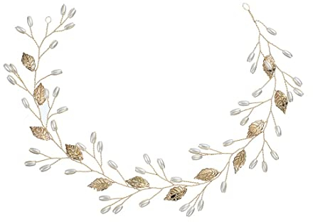 LIUJZZJ Fleur Couronne Bandeau Bijoux de Cheveux de Mariage Or Accessoires pour Mariée Demoiselle d'Honneur Style11