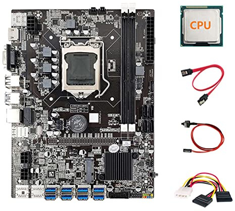 Oikabio B75 ETH Mining Motherboard 8XPCIE to USB+CPU+4PIN to SATA Cable+SATA Cable+Switch Cable LGA1155 B75 Motherboard