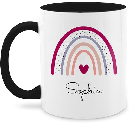 Tasse Tassen 325ml - Regenbogen Regenbögen - 325 ml - Schwarz - mug sophia name rainbow personalisierte und herz kaffeetasse mädchen kindertasse