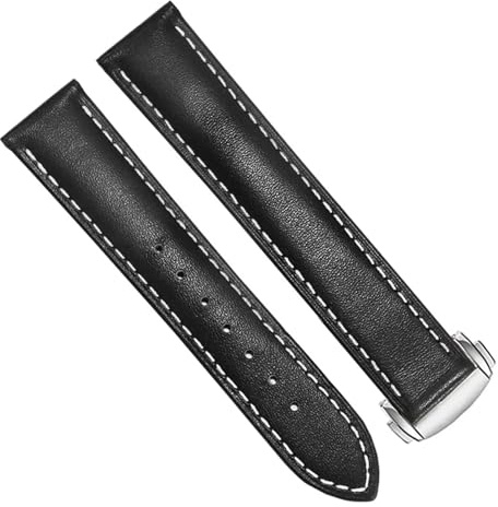 NRYCR Echtes Leder Armband für Omega 300/150 Schwarz Braun Uhrenarmband Faltschließe Zubehör Handschlaufe