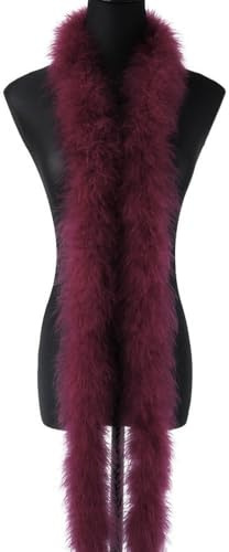 Boa di piume di tacchino, 2 m, 8 cm, morbide piume di peluche, Boa Federstola, per albero di Natale, matrimonio, fai da te, carnevale, feste, anni '20, costume, circa 20 g, rosso vinaccia