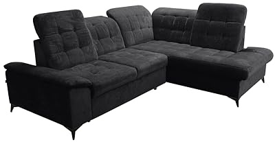 Robin Inspire NEO L Ecksofa Schlafsofa Anthrazit Rechts | 268×210×90 cm, L-Form Eckcouch mit Schlaffunktion, Bettkasten, verstellbare Sitztiefe, Rückenhöhe, Wohnzimmer Sofa