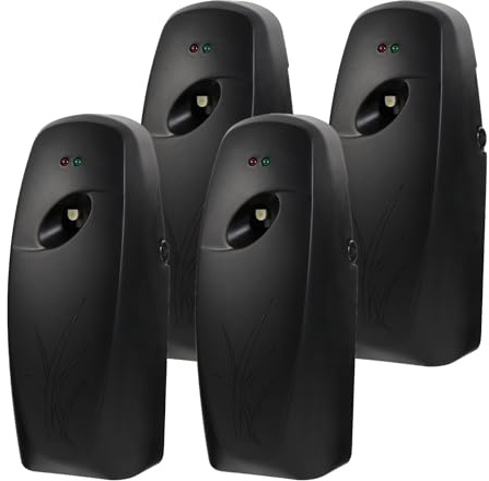 4PCS Automatic Air Freshener Spray Dispenser - Commercial and Home Use - Multiple Time Scent/Mist Release Settings for Room/Restroom Sprayer,Air Freshener not Included,Black