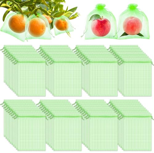 200 Pcs Fruit Protection Bags 7''x9'' Fruit Netting Bags with Drawstring Fruit Bags for Fruit Trees, Fruit Protect Bags Vegetable Fruit Net Fruit Cover Mesh Bag for Protecting Fruits(Green,7 x 9 Inch)