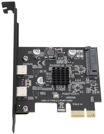 Tosuny Tarjeta de Expansión USB 3.2 PCI Express, 2 Puertos USB C Tarjeta PCIE USB 3.2 Gen2 con Control Maestro ASMedia ASM3142, Alta Velocidad 10 Gbps, SATA de 15 Pines, para 10 11