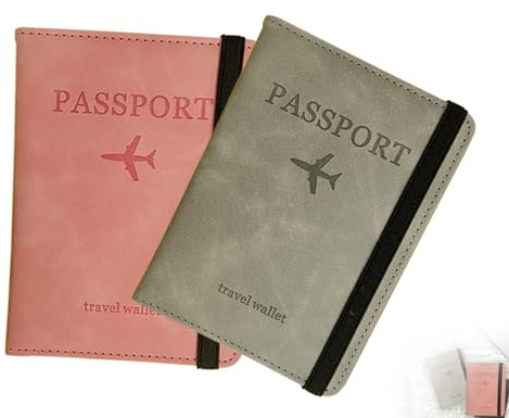 Lhbwhiz porta passaporto 2 pezzi,copertina per passaporto in finta pelle,copertina per passaporto in pelle PU,borsa per passaporto,copertura protettiva per passaporto,copertura passaporto blocco RFID