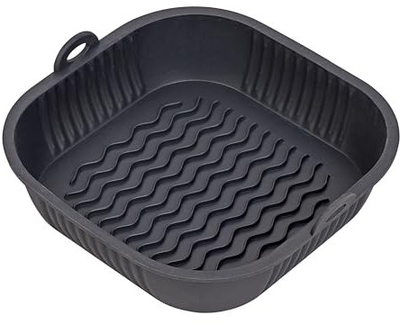 Tala Square Silicone Air Fryer Base Liners 21 x 21 x 5.5cm, Reusable & Flexible, Grooved Surface for Better Airflow, Easy to Clean, Dishwasher Safe, Oven Safe up to 230°C