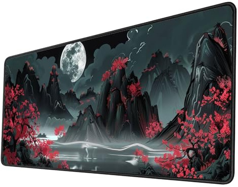 Large Gaming Mouse Pad 1000x500x3mm,Gray Red Mouse Mat XXL, Non-slip Extended Office Mousepad, Waterproof Full Desk mat, Anti-Fray Gaming keyboard mat Compatible with Laser & Optical Mouse