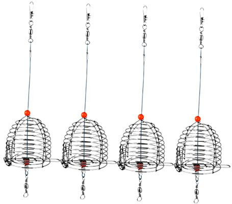 KITANDOVE 4-teiliger Angelköderkäfig Aus Edelstahl Korrosionsbeständiger Köderkorb Für Aal Krabben Hummer Garnelen Und Krebse Fischfanggerät