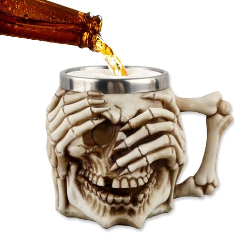 BAYINBROOK Boccale Vichingo Birra Acciaio Inossidabile, Boccale Birra da Medievale, Tazze Calice Boccale Teschio di Vari Stili, per Caffè Birra Bevande ecc, per Uomo Donna (G)