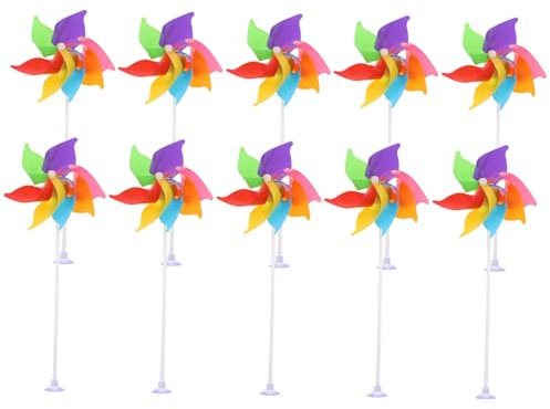 CIYODO 10pièces Moulin à Vent Décoratif Coloré Plastique pour Décoration De Jardin Et Balcon