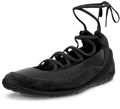 ECCO Women's Biom Lite Ghillie Tie Ballerina Sneaker, Black Suede/Black, 4-4.5