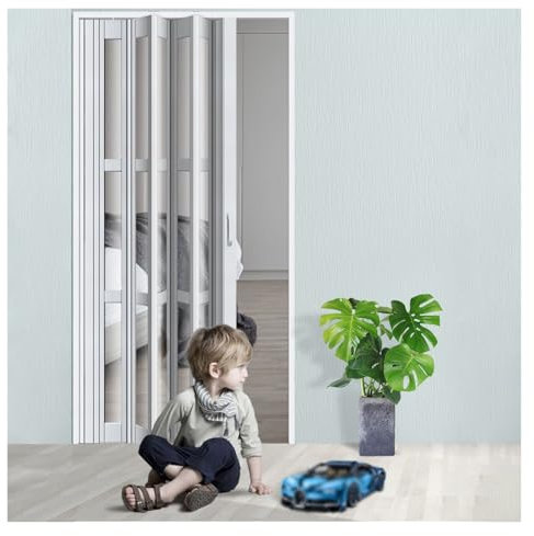 Customize Accordion Doors for Doorway, High 196cm Basement/Office/Camper RV Folding Doors Room Dividers, Concertina Doors Internal Plastic(76X196CM)