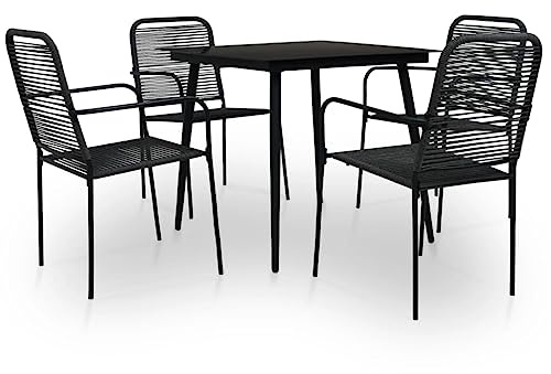 BOWEKAM Home & Garden-5 Piece Outdoor Dining Set Cotton Rope and Steel Black-Furniture Choice