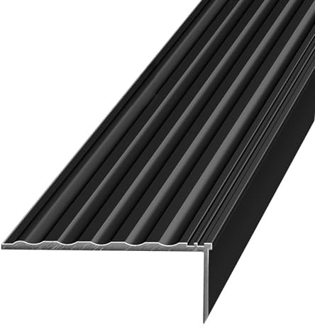 Gradini per scale in metallo verniciato a polvere nera per esterni per rampa in legno, 3 pezzi, 50 x 20 mm