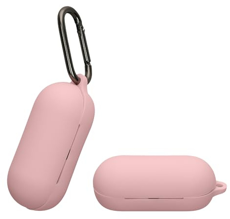 kwmobile Cover for Sony WF-C700N Case - Silicone Cover for Earbuds Charging Case - Protective Headphone Holder with Carabiner Clip - Dusty Pink