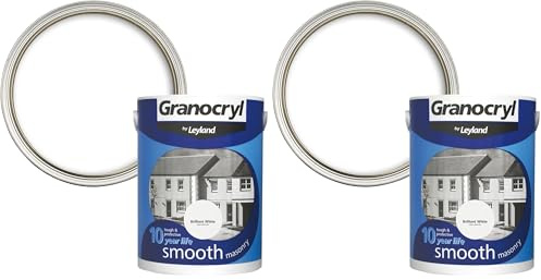Leyland 303139 Granocryl Smooth Masonry Paint, Brilliant White, 2.5 Litre (Pack of 2)