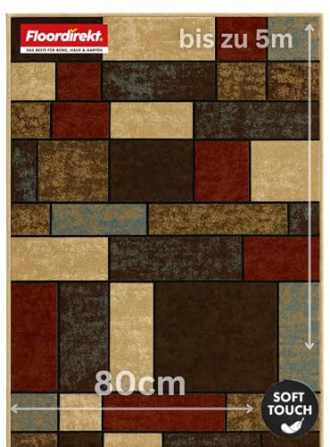 Floordirekt teppichläufer rutschfest - maßgefertigter Feinschlingen Teppich Läufer für Küche, Flur & Wohnraum - Mannheim Patch (80 x 250 cm)