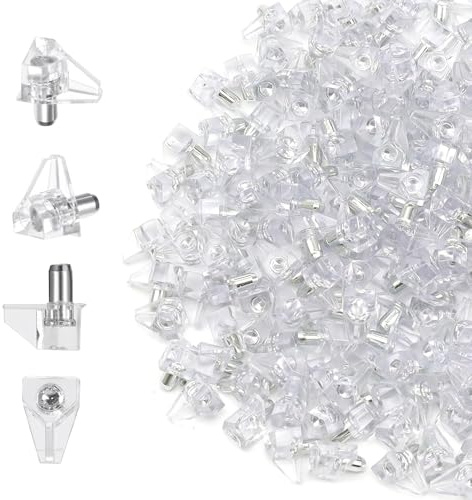 HASLED 5mm Soportes para Estantes Transparentes 200 Unidades - Soportes para Baldas con Núcleo de Acero para Armarios, Roperos, Estanterías