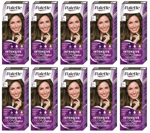 Confezione da 10 palette di colori intensi, 5 – 1 Ash Light Brown Hair Color – Full Box – con istruzioni in inglese (lingua italiana non garantita)