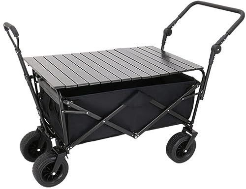 GAOAZHEN Camping Trolley Beach Trolley Outdoor Folding Utility Wagon With Table Folding Wagon Cart Utility Garden Trolley Rolling Shopping Trolley Festival Trolley Folding Trolley(A)