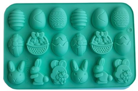 18 cavità pasquale coniglietti uova stampo flessibile antiaderente silicone per forno congelamento uso mestiere caramelle dessert silicone strumento di cottura