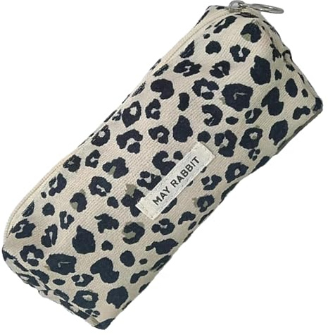 Weißer Leopard Mäppchen,Aesthetic Etui,Cord-Stoff,Schüttelpenal,Federtasche,Stiftetasche,Supplies Stiftemappechen,Schulmäppchen Federmappe,Schulsachen,für Schule,Teenager,Back To School Clean Girl