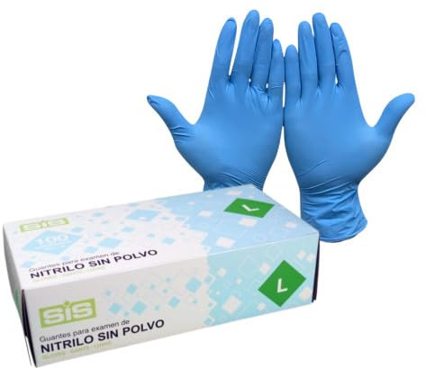 Guantes Nitrilo sin Polvo - Envio 24h- Desechables resistentes sin polvo dispositivo médico hipoalergénicos sin látex | Médicos chef, esteticistas, tatuadores, uso alimentario (200, L)
