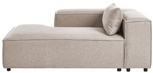 Beliani Modul Chaiselongue zum Sofa Stoff Hellbraun rechts mit Lehne Kissen Brande