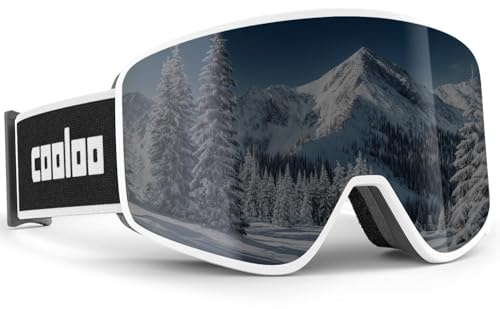 COOLOO Skibrille Kinder, Ski Brille für Brillenträger für Kinder 3-14 Jahre | 100% UV-Schutz & Anti Fog Auswechselbare Linsen Rutschfestes Kopfband Kompatibler Helm Snowboardbrille