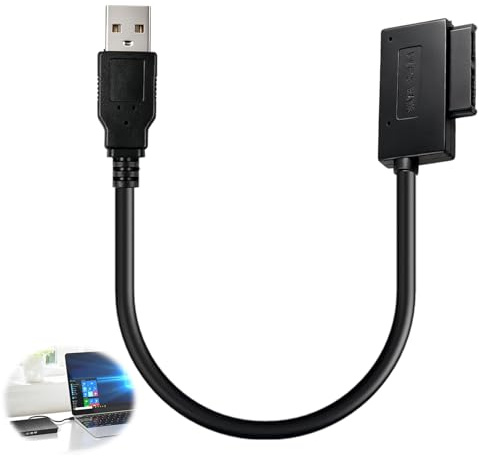 HoxzoDa Cable Adaptador USB A SATA 7+6 Pines,Adaptador SATA A Isb 2.0 | cable sata a usb,adaptador de cable SATA Slimline para CD/DVD-ROM, portátil, SSD y HDD