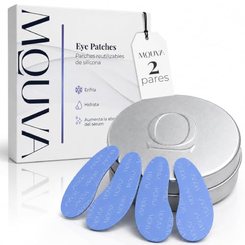 MOUVA Cosmetics Parches Ojos Bolsas y Ojeras, 2 Pares | Reutilizables, 100% Silicona, Potencian la Absorción del Sérum, Efecto Refrescante Inmediato, Reutilizables hasta 4 Meses