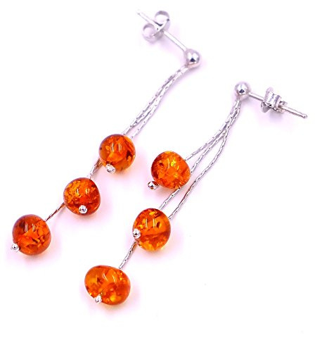 Orecchini in Argento 925 e Pietre Naturali d' Ambra Argento