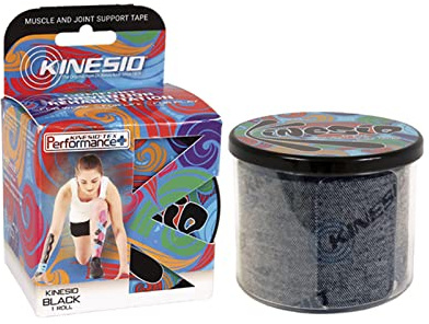 2 Kinesio Tex Performance Muscle and Joint Support Kinesiology Tape - Black w/Logo