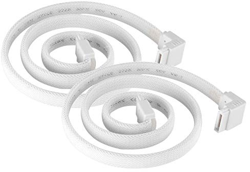 Silverstone Technology CP08W 90 Degree SATA 3 Sleeved White Cable with EMI Guard for 6Gb/s 2-Pack, SST-CP08W-USA-2PACK