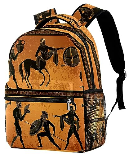 DJROW Scena della Grecia antica con figura nera in ceramica antica mitologia greca zaino casual sport zaino da viaggio scuola borsa con tasche multiple per uomini donne college, Multi, 11.5x8x16inch,