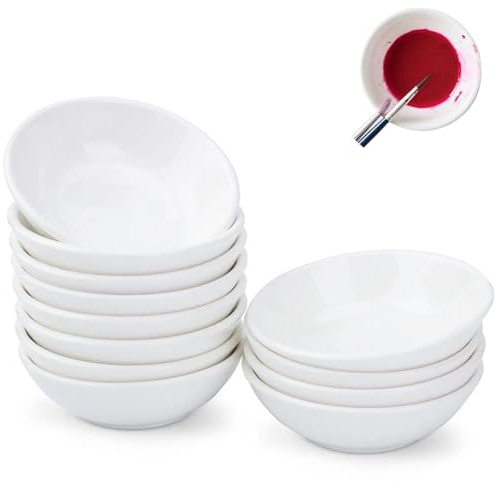 Tavolozza di colori in ceramica, 12 pezzi, piatto vuoto per pittura ad acquerello, tavolozza di pittura ad acquerello in porcellana, tavolozza impilabile per artisti guazzo pigmento miscelazione