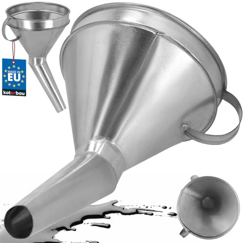 KOTARBAU® Benzin Trichter Auto Metalltrichter schräg mit Griff Einfülltrichter Benzin groß mit Sieb Benzintrichter Öltrichter Kfz 170 mm