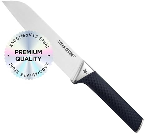 Steakchamp Kochmesser Kitchen Pro, 19 cm: Scharfes Allzweckmesser, aus hochwertigem Klingenstahl, handgeschärft, mit Anti-Rutsch-Griff