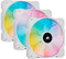 Corsair iCUE SP120 RGB ELITE Performance 120 mm PWM Triple Fan Kit with iCUE Lighting Node CORE ( AirGuide Technology, Eight Addressable RGB LEDs, Low-Noise 18 dBA, Up to 1,500 RPM) White